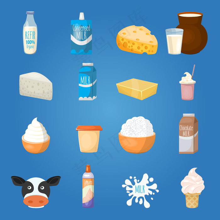牛奶食品元素集eps,ai矢量模版下载