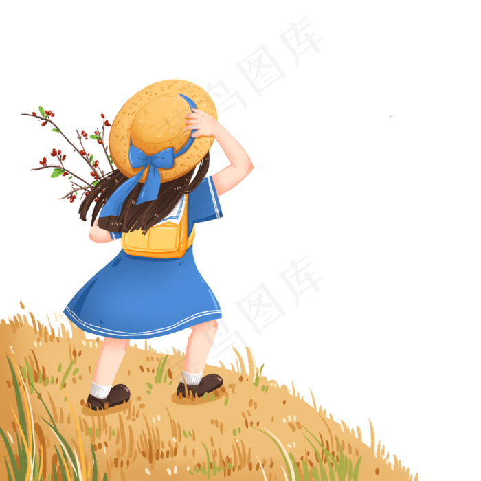 重阳节登高的小女孩