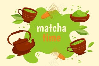 手绘抹茶背景