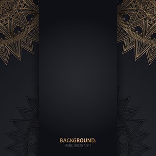 带金色几何曼荼罗圆圈的伊斯兰黑色背景