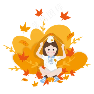 秋天秋季呆萌小女孩
