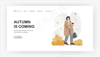 穿着外套的女性在秋天拿着电话和包。健康的生活方式和娱乐活动。