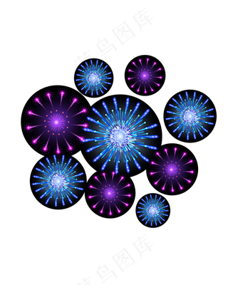 矢量手绘卡通烟花,免抠元素