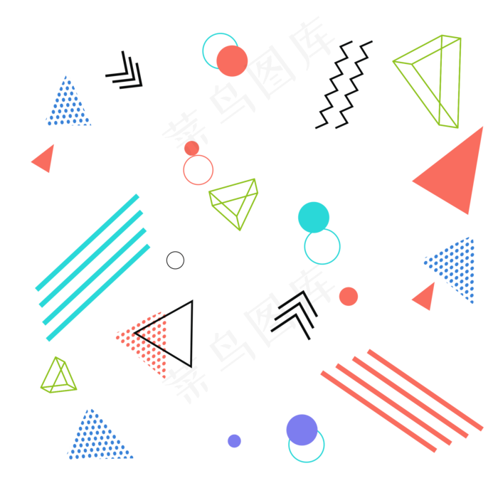 简约几何图案孟菲斯(2000*2000px 300 dpi )ai矢量模版下载