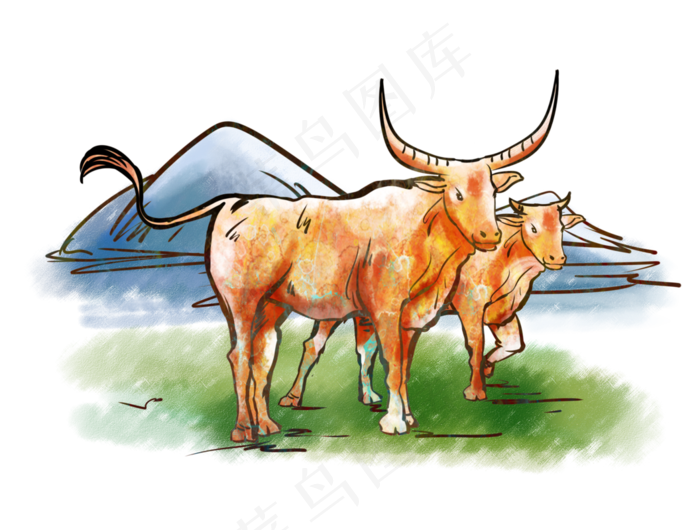 水彩牛年