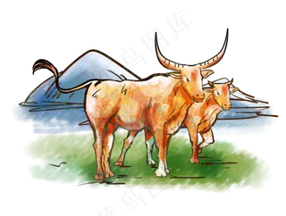 水彩牛年
