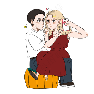 七夕节情侣亲密合照有爱瞬间