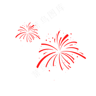 红色弯曲烟花元素