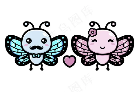 可爱的蝴蝶彼此相爱