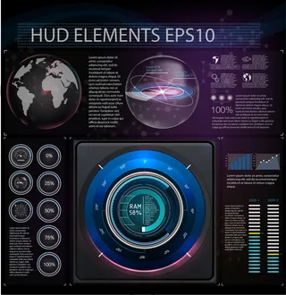 具有不同hud元素的抽象背景。