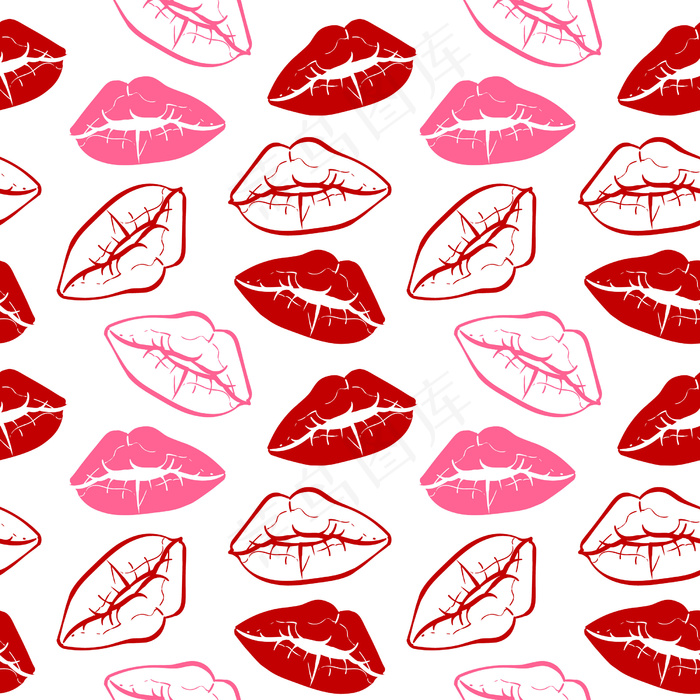 红粉唇无缝图案