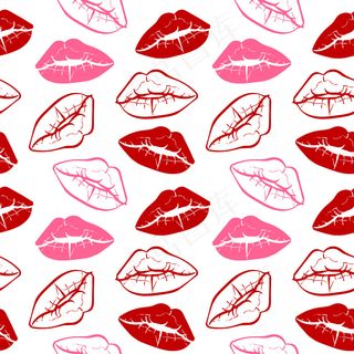 红粉唇无缝图案