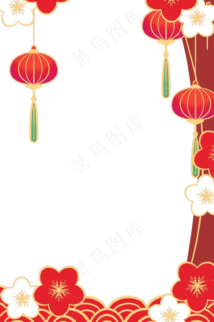 新春灯笼弧形边框(3545X5345(DPI:300))psd模版下载