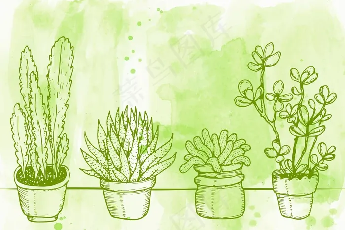 粉彩手绘背景eps,ai矢量模版下载