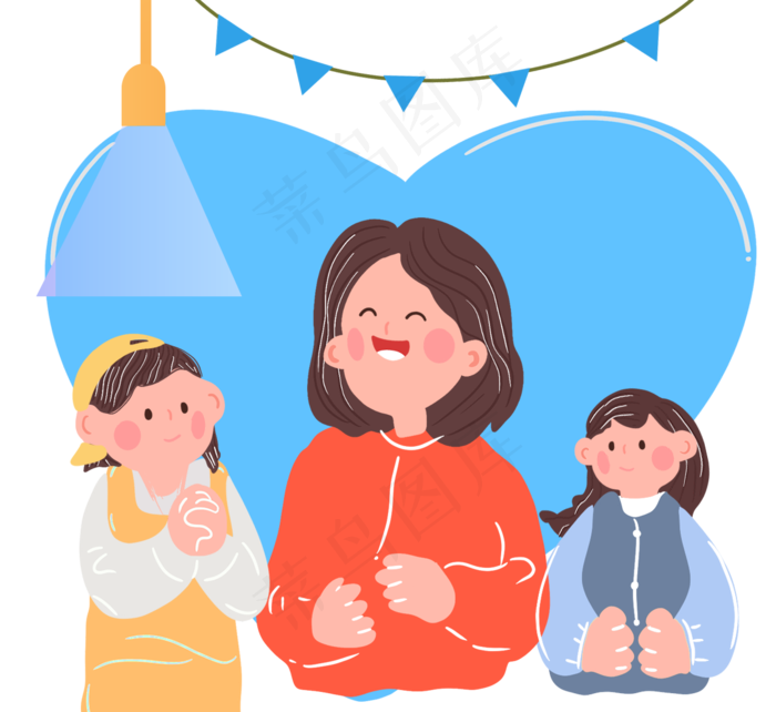 卡通教师节爱心旗帜插画