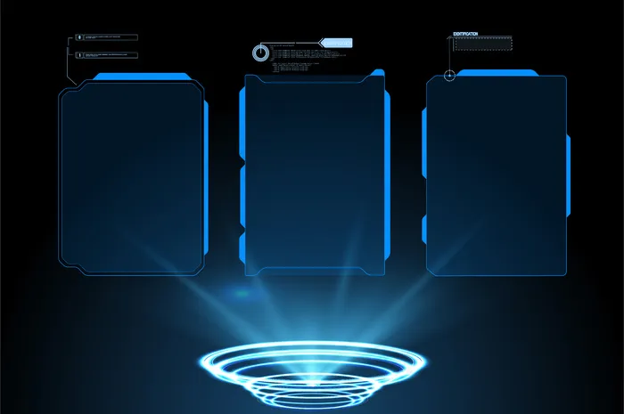 警告框。在现代hud风格背景下的抽象技术框架。抽象技术传播设计创新概念背景。抽象平面设计。eps,ai矢量模版下载