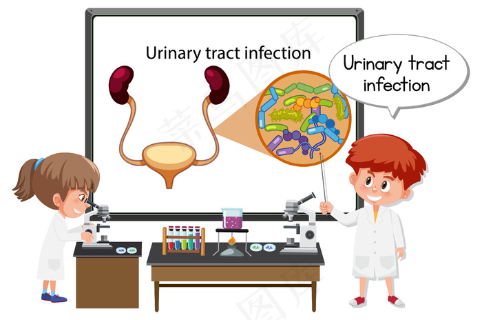 解释尿路感染的年轻医生