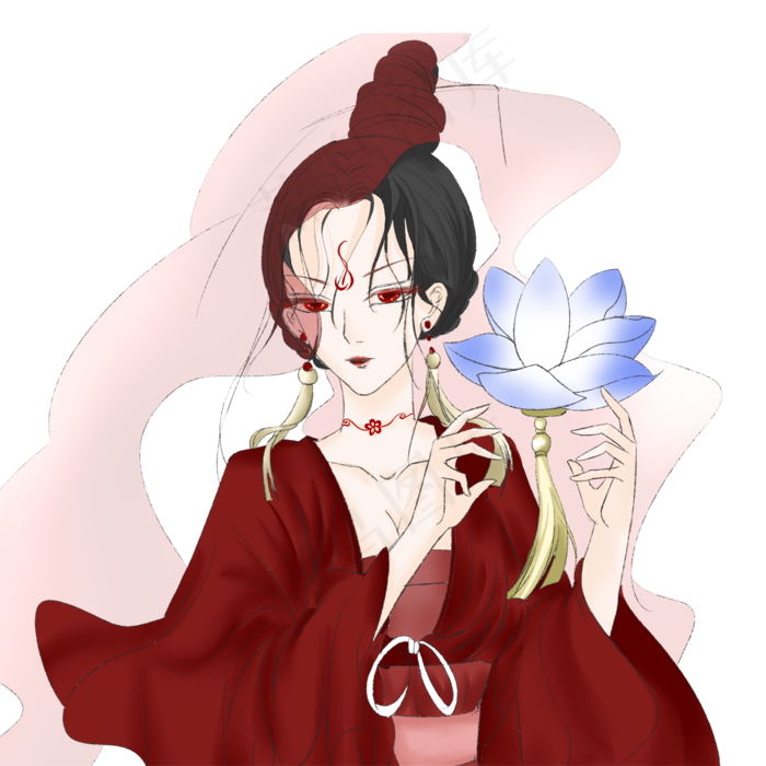 荷花灯中元节祈福人物元素设计(2000X2000(DPI:96))psd模版下载