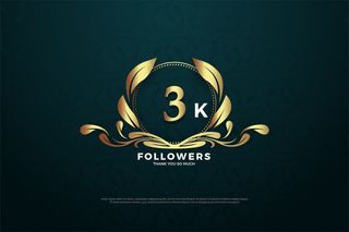 3k追随者背景，带金色数字