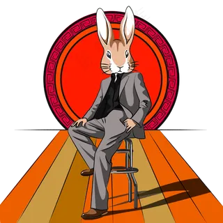 中秋节红色Q版卡通时尚兔先生