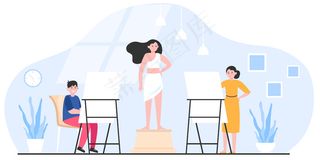 创作艺术家在画架上作画