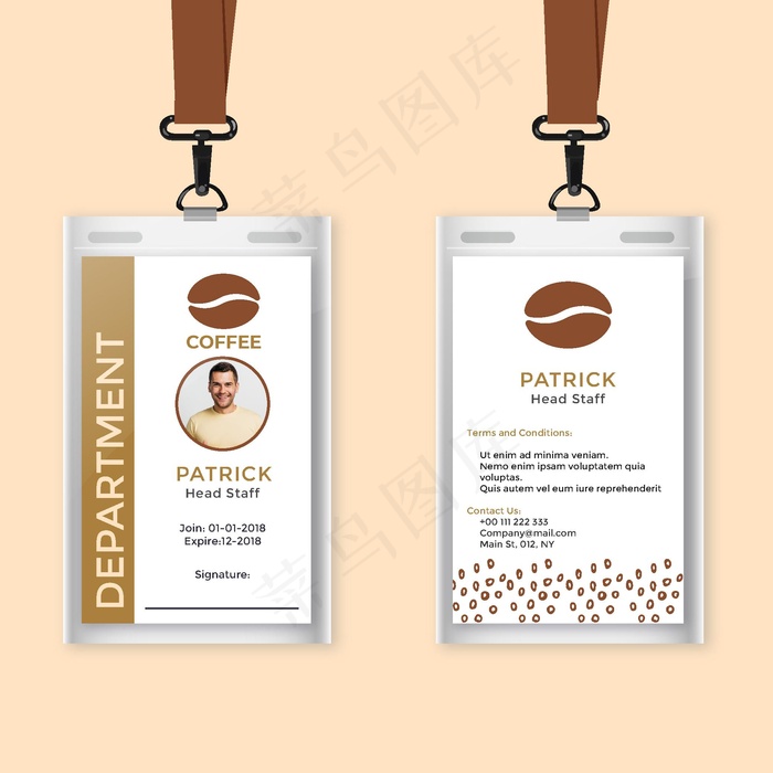 员工和咖啡身份证模板