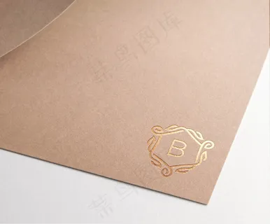 棕色纸金色标志模型样机 棕色纸金色标志模型样机