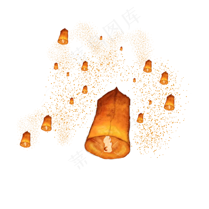 红色中秋节中秋灯笼孔明灯传统习(2000X2000(DPI:300))psd模版下载