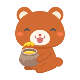 可爱熊蜂蜜动物矢量欢快卡通动漫插画