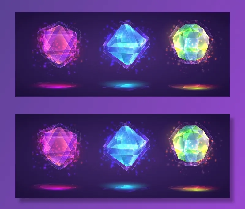 一套魔法水晶。亮虹成品宝石eps,ai矢量模版下载