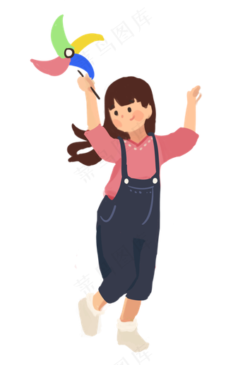 玩风车女孩