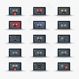 带表情符号的可爱笔记本电脑