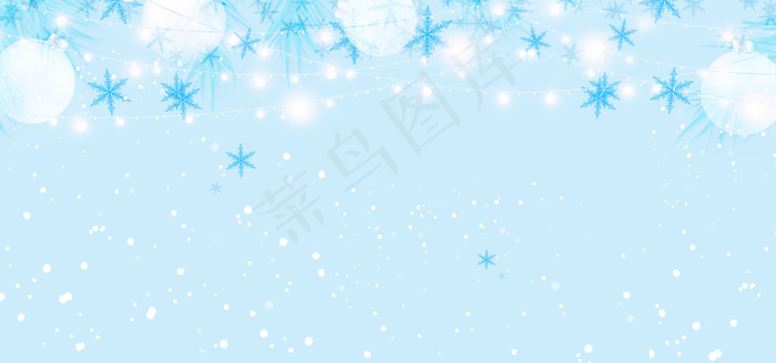 清新蓝色雪花立冬背景