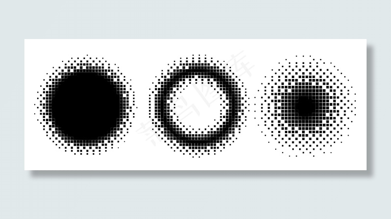 像素圆和帧半色调样式集