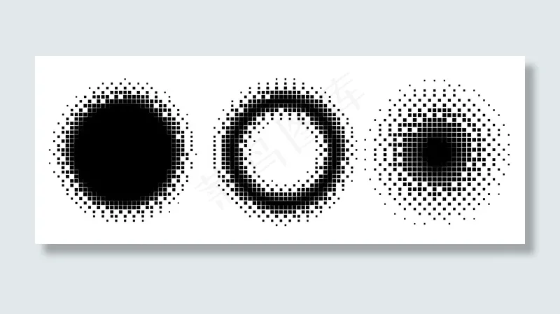 像素圆和帧半色调样式集eps,ai矢量模版下载