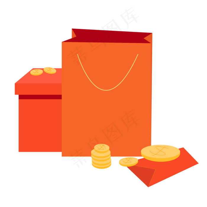 手绘双十一11.11红色礼物袋插画