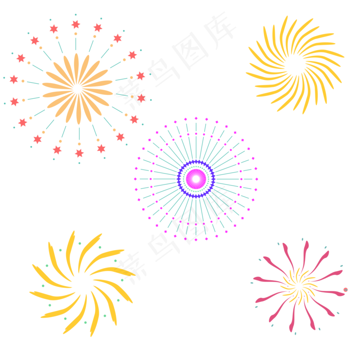 扁平撞色烟花