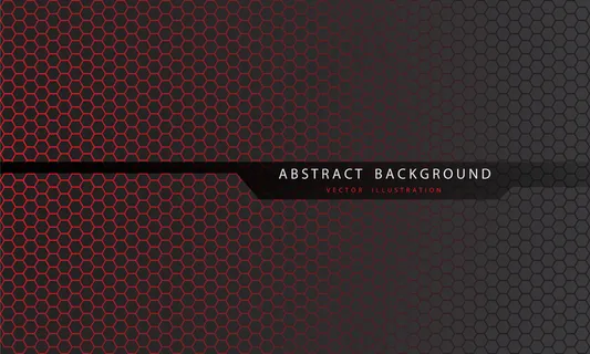 抽象红色六边形网格图案，灰色，黑色线条，多边形，文本背景为未来主义。