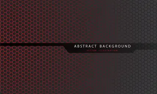 抽象红色六边形网格图案，灰色，黑色线条，多边形，文本背景为未来主义。