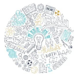 科学研究用品设备实验室涂鸦元素和符号