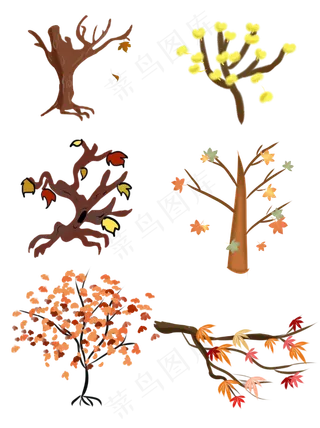 秋树秋天落叶枯树