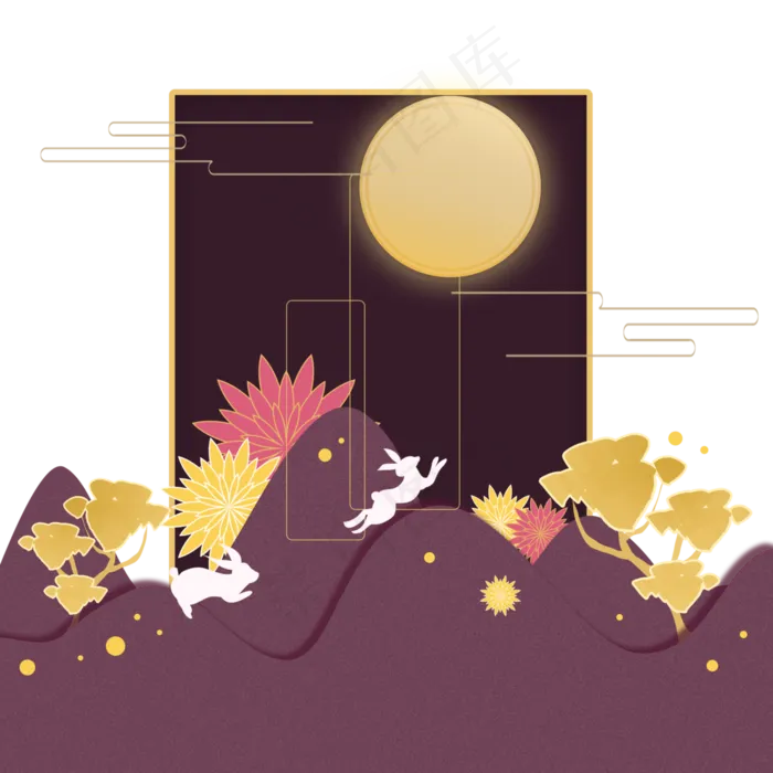 中秋节剪纸(3000X3000(DPI:300))psd模版下载