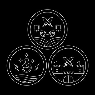 单线rpg或角色扮演游戏徽章，徽章或图标集