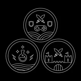 单线rpg或角色扮演游戏徽章，徽章或图标集