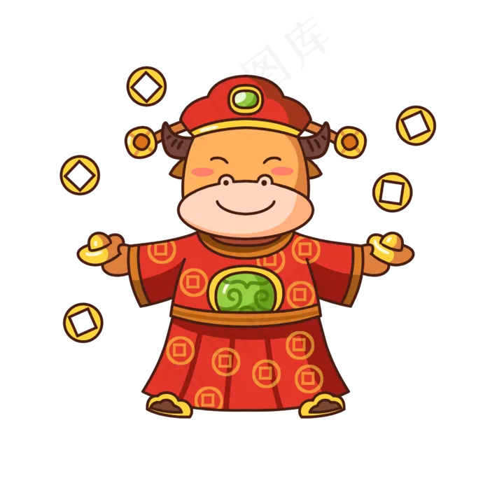 新年贺春财神牛(2500X2500(DPI:300))psd模版下载