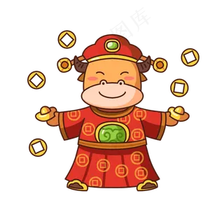 新年贺春财神牛