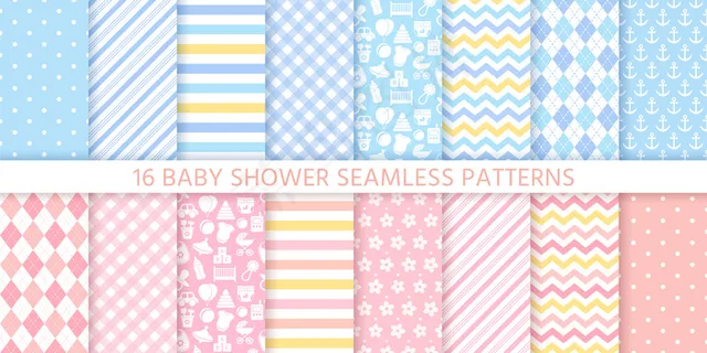 婴儿淋浴无缝模式的女婴和男婴。