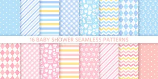 婴儿淋浴无缝模式的女婴和男婴。