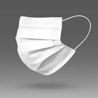 白色防护面罩或医用面罩。以保护冠状病毒和感染。在灰色背景下隔离的医用口罩。现实矢量图
