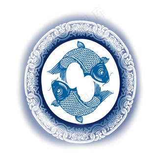 古风青花瓷双鱼